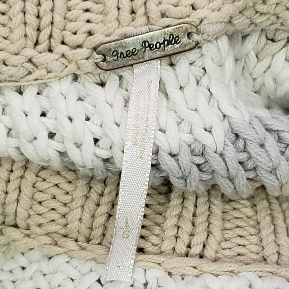 Free People Devon Striped Sweater Pullover Cropped Beige Size Large - Picture 5 of 10